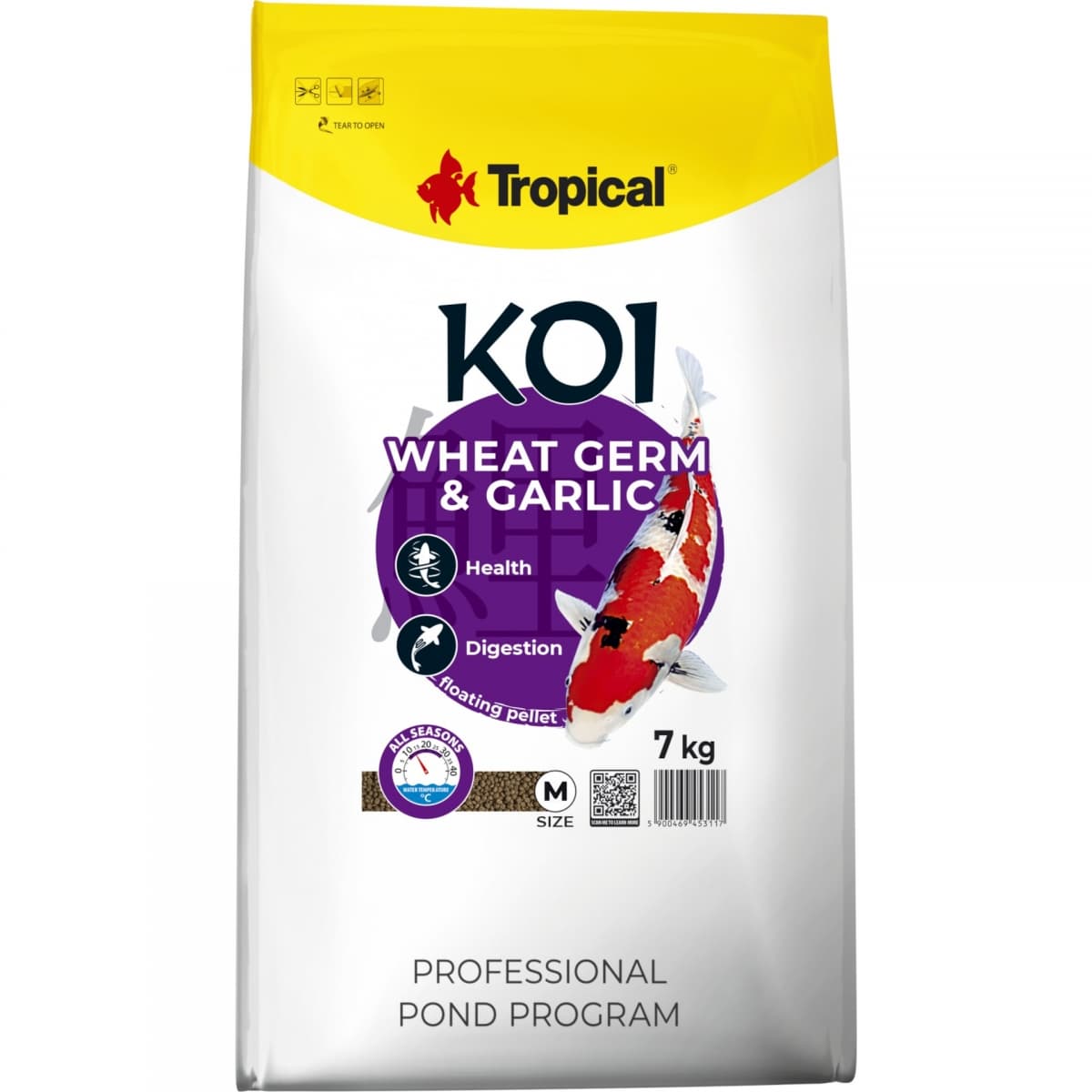 Tropical Koi Wheat Germ&Garlic Pellet Size M 7Kg ( Havuz Balığı Yemi )