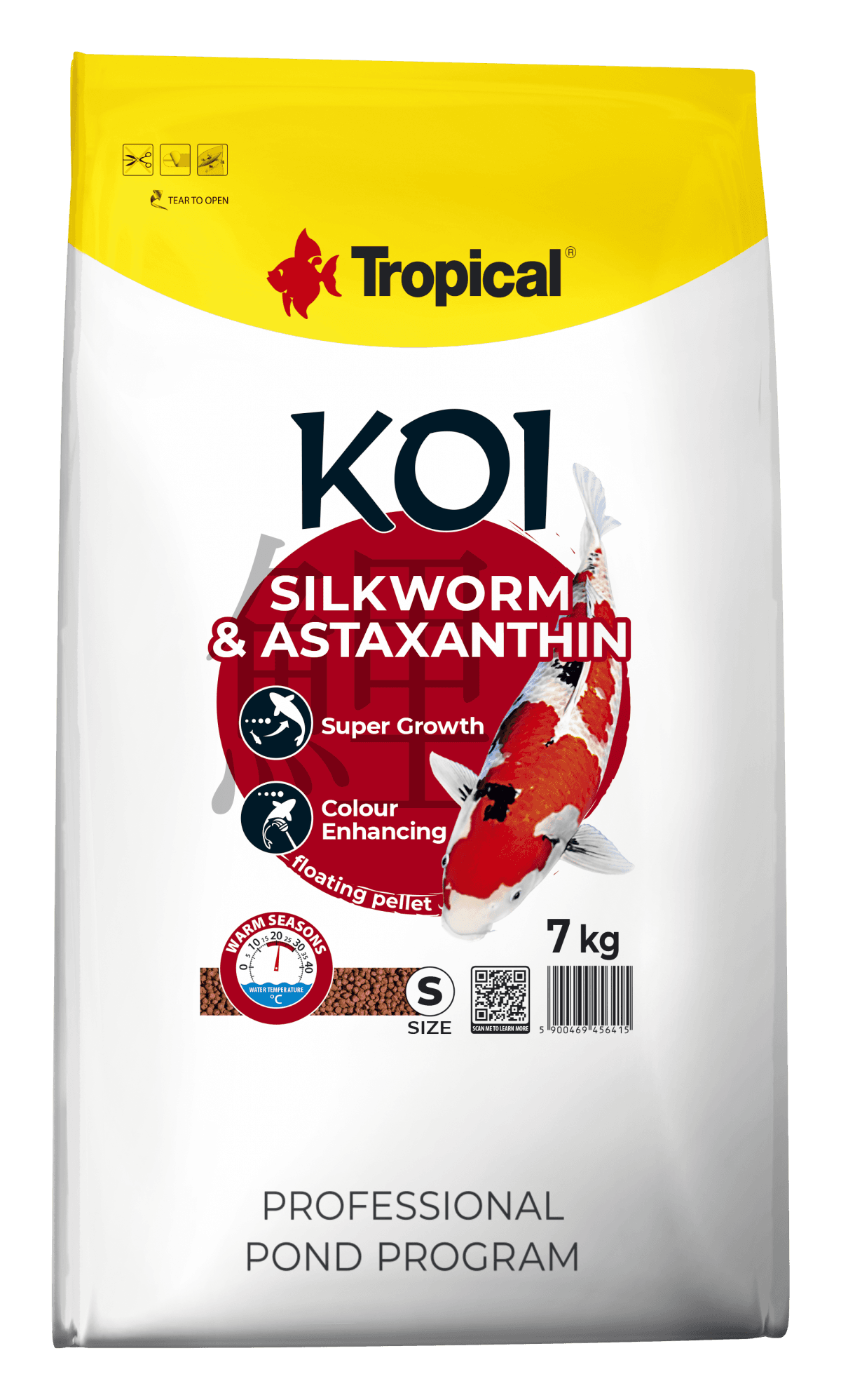 Tropical Koi Silkworm&Astaxanthin Pellet Size S 7Kg. ( Havuz Balığı Yemi )