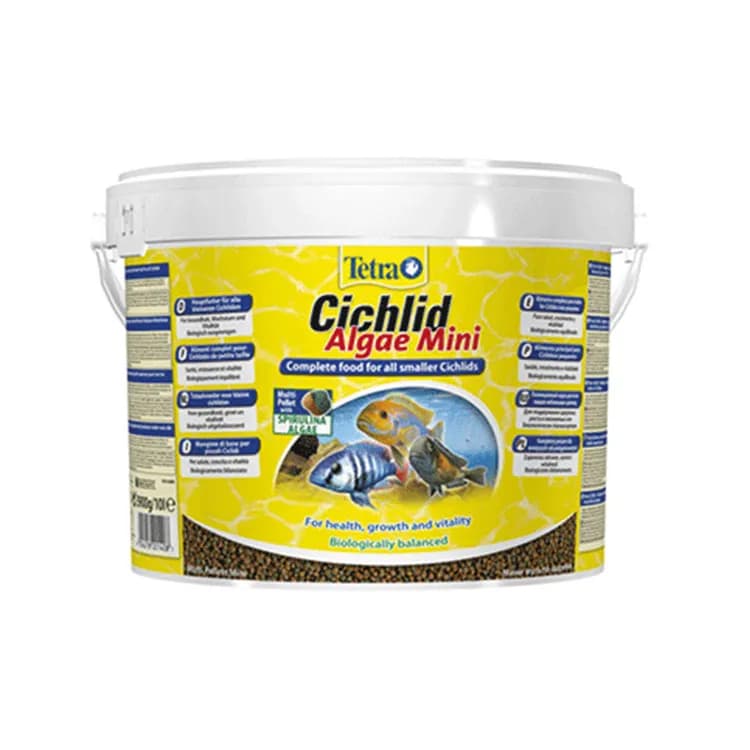 Tetra Cichlid Algae Mini Ufak Taneli Bitkisel Ciclhid Balık Yemi – 10LT