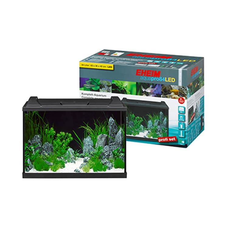 EHEIM Aquastar 84 Akvaryum Başlangıç Seti Siyah (LED Aydınlatma/filtre/filtre medyası/ısıtıcı)