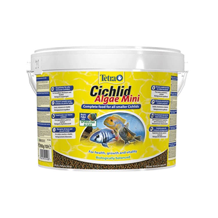 Tetra Cichlid Algae Mini Ufak Taneli Bitkisel Ciclhid Balık Yemi - 10LT