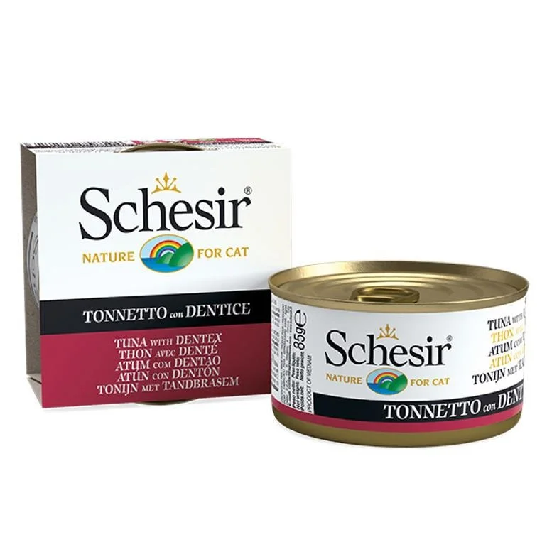 Schesir Ton Balıklı ve Sinarit Balıklı Jöleli Yetişkin Kedi Konservesi 85 Gr